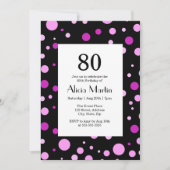 Invitation Simple violet Lilac Polka Dot Noir 80e anniversair (Devant)