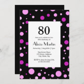 Invitation Simple violet Lilac Polka Dot Noir 80e anniversair (Devant / Derrière)