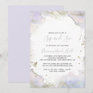 Invitation Simple violet minimaliste Sip et voir