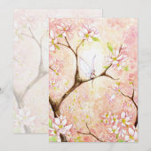 Invitation simple vue sur les fleurs roses (Devant / Derrière)