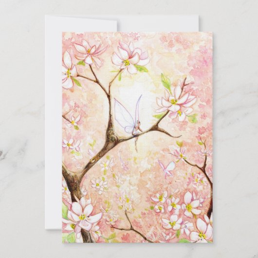 Invitation simple vue sur les fleurs roses (Devant)