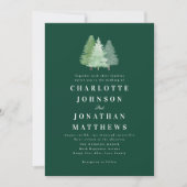 Invitation Simple Watercolor Forest Mariage vert bois (Devant)
