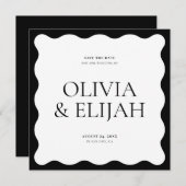 Invitation Simple Wavy Black and White Modern Enregistrer la  (Devant / Derrière)