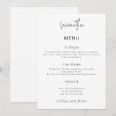 Invitation Simple Wedding Menu Card with Guest Name (Devant / Derrière)