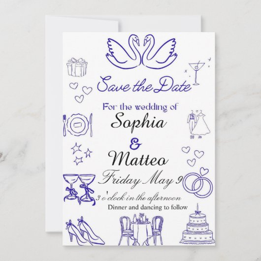 Invitation Simple wedding with graphics  (Devant)