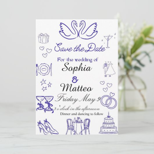 Invitation Simple wedding with graphics (Debout devant)