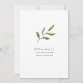 Invitation Simple Whimsical Green Watercolor Branches Mariage (Dos)