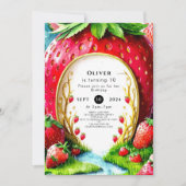 Invitation Simple Whimsical Juicy Fraise Anniversaire (Devant)
