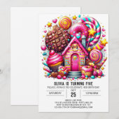 Invitation Simple Whimsy Candyland Digital Anniversaire (Devant / Derrière)