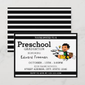 Invitation Simple White Boy Diplôme préscolaire (Devant / Derrière)
