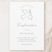 Invitation simple white dove design Confirmation