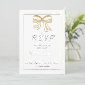 Invitation Simple white gold glitter bow ribbon RSVP  (Debout devant)