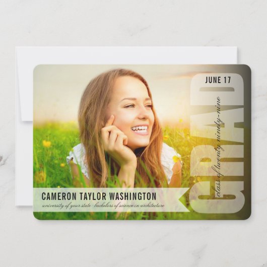 Invitation Simple White GRAD superposition moderne Graduation (Devant)