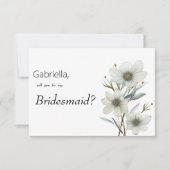 Invitation Simple white mint green spring floral Bridesmaid (Devant)