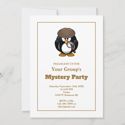 Invitation simple White Mystery Party (Devant)