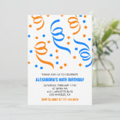Invitation Simple White Retro Confetti 96e anniversaire (Debout devant)