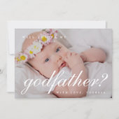 Invitation Simple White Script Parrain Proposition Photo (Devant)
