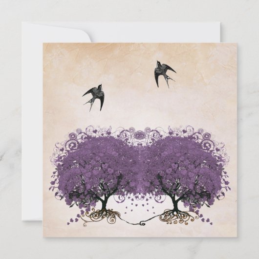 Invitation Simplement Abricot Pourpre Arbre à Feuilles en For (Dos)