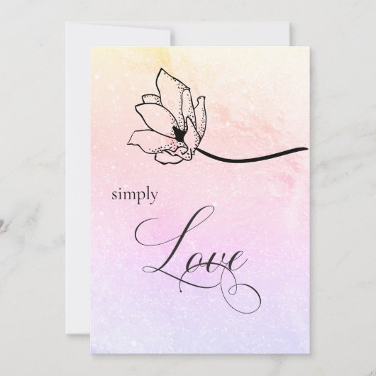 Invitation "SIMPLEMENT AIMER Pastel Floral Mariage Luna Invit (Devant)