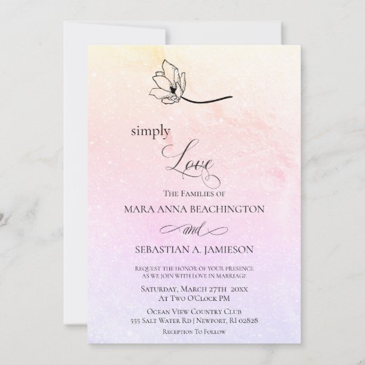 Invitation "SIMPLEMENT AIMER Pastel Floral Mariage Luna Invit (Dos)