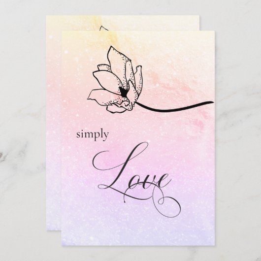 Invitation "SIMPLEMENT AIMER Pastel Floral Mariage Luna Invit (Devant / Derrière)