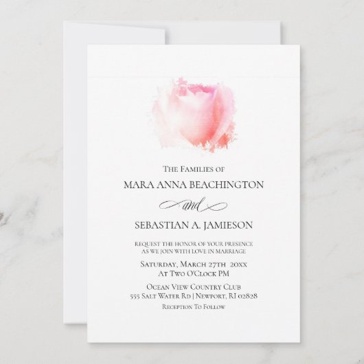 Invitation "SIMPLEMENT AIMER Pastel Rose Bud Floral Invitatio (Dos)