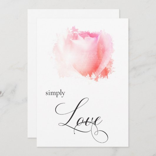 Invitation "SIMPLEMENT AIMER Pastel Rose Bud Floral Invitatio (Devant / Derrière)