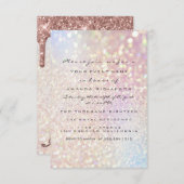 Invitation Simplement Anniversaire Mariage Rose Gold Gouttes (Devant / Derrière)