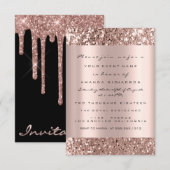 Invitation Simplement Anniversaire Mariage Rose Gold Paillett (Devant / Derrière)