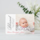 Invitation Simplement Bénis Rose - Annonce de naissance 3x5 (Debout devant)