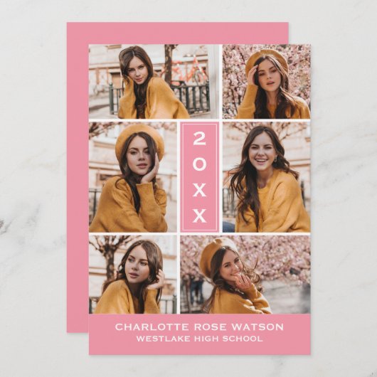 INVITATION SIMPLEMENT CHIC PHOTO COLLAGE GRADUATION INVITATIO (Devant / Derrière)