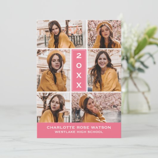 INVITATION SIMPLEMENT CHIC PHOTO COLLAGE GRADUATION INVITATIO (Debout devant)