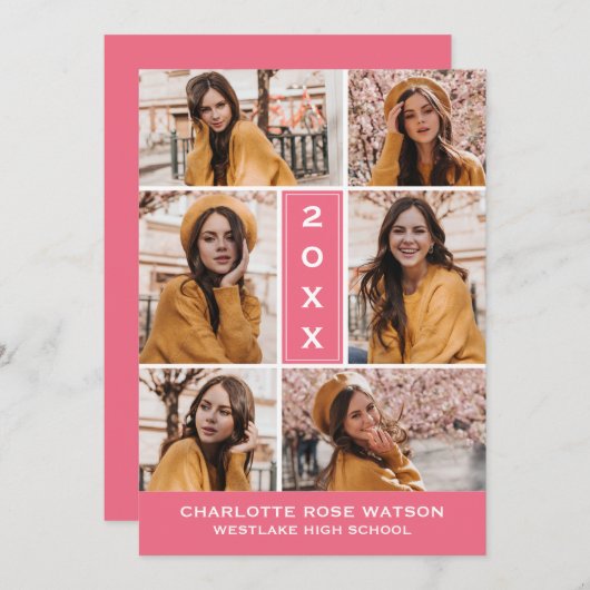 INVITATION SIMPLEMENT CHIC PHOTO COLLAGE GRADUATION INVITATIO (Devant / Derrière)