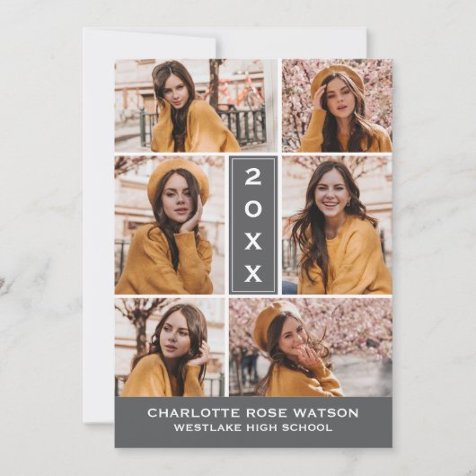 INVITATION SIMPLEMENT CHIC PHOTO COLLAGE GRADUATION INVITATIO (Devant)