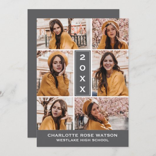INVITATION SIMPLEMENT CHIC PHOTO COLLAGE GRADUATION INVITATIO (Devant / Derrière)
