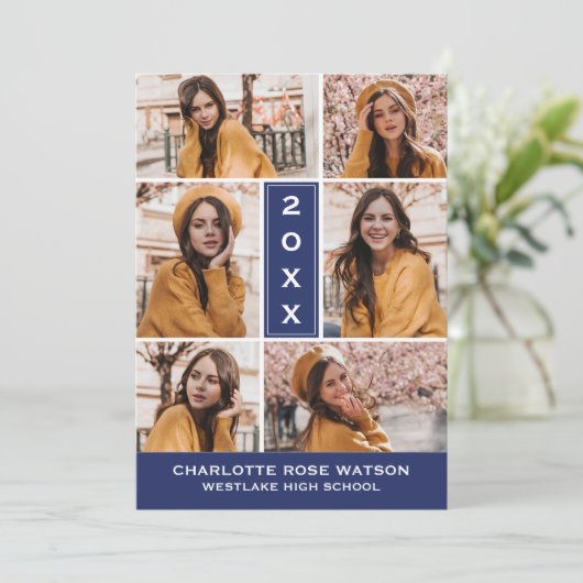 INVITATION SIMPLEMENT CHIC PHOTO COLLAGE GRADUATION INVITATIO (Debout devant)