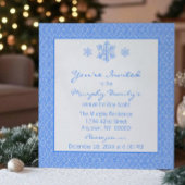 Invitation Simplement classique Damask Snowflakes Noël | Bleu