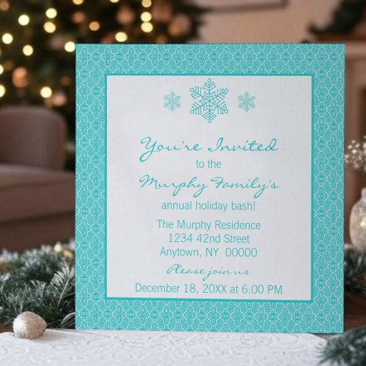 Invitation Simplement classique Damask Snowflakes Noël | Sarc