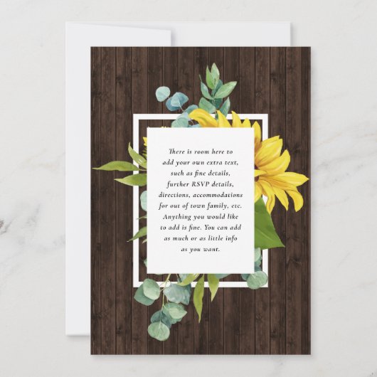 Invitation Simplement Des Tournesols Rustiques Sur La Réunion (Dos)