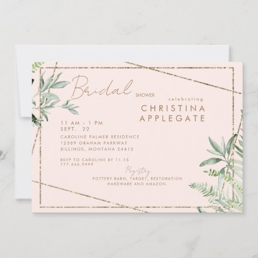 Invitation Simplement Divine Blush & Gold Elegant Fête des ma (Devant)