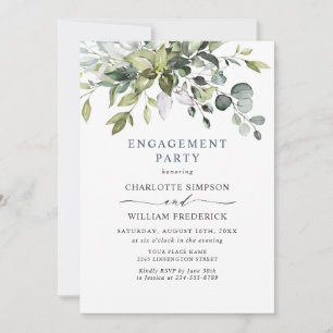 Invitation Simplement Elegant Eucalyptus ENGAGEMENT PARTI