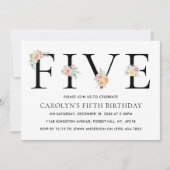 Invitation Simplement élégant Floral CINQ 5e anniversaire (Devant)