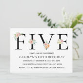 Invitation Simplement élégant Floral CINQ 5e anniversaire (Debout devant)