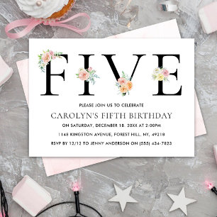 Invitation Simplement Élégant Floral CINQ 5ème Anniversaire