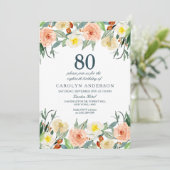 Invitation Simplement Élégant Floral N'Importe Quel Âge Fête (Debout devant)