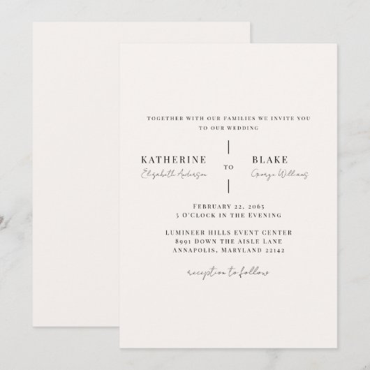Invitation Simplement élégant mariage Light Champagne II (Devant / Derrière)