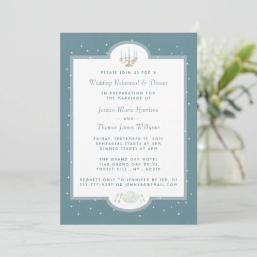 Invitation Simplement Elegant Mariage Répétition & Dîner Invi (Debout devant)