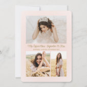 Invitation Simplement Elegant Quinceañera 3 Photo Blush Pink (Dos)