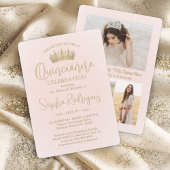 Invitation Simplement Elegant Quinceañera 3 Photo Blush Pink
