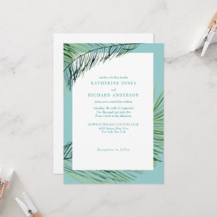 Invitation Simplement Élégant Turquoise Palmier Tropical Mari